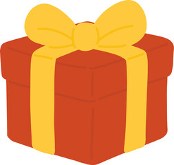 Gift Box with Yellow Ribbon Illustration