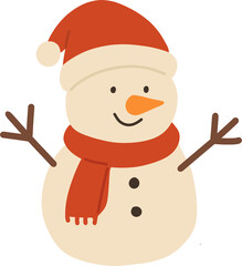 Snowman Character with Hat Illustration