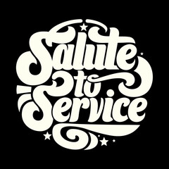 Cream salute to service text with stars on black lettering 1