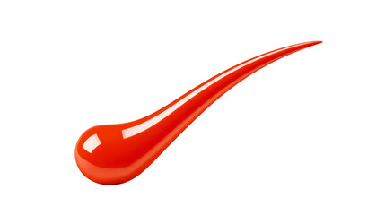 Red glossy swoosh shape, abstract 3D design, isolated on transparent background, modern and dynamic, suitable for creative projects, energetic and stylish visual element