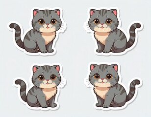 grey Scottish Fold cat sticker for kids