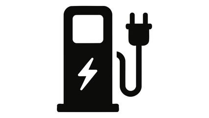 Modern electric car charger station icon with a lightning bolt symbol indicating power and charging for electric vehicle