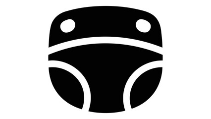 Simple black and white icon representing a smart baby diaper with moisture detection sensors for technology and parentin