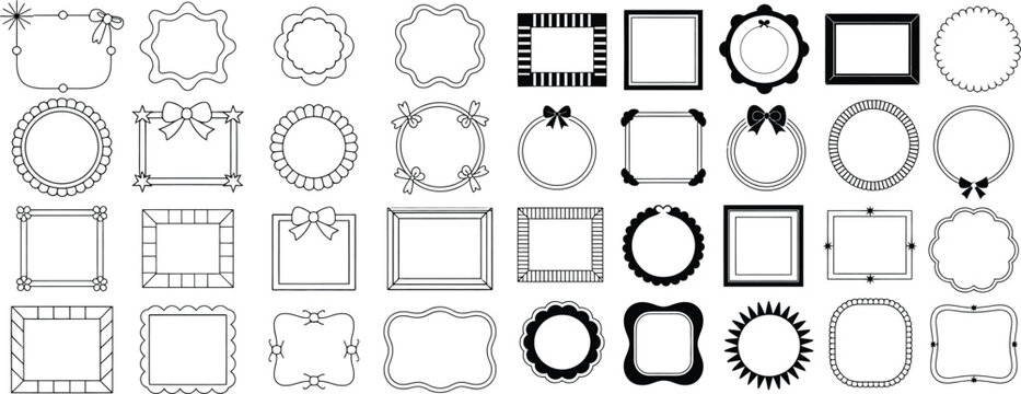 elegant decorative frames in black and white featuring ornamental borders ideal for photos, invitations, event branding, and refined layouts needing a classic sophisticated touch.