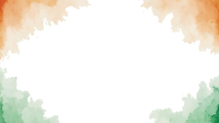 Watercolor frame in Indian flag colors with white copy space: orange, green, republic, independence, national, vector