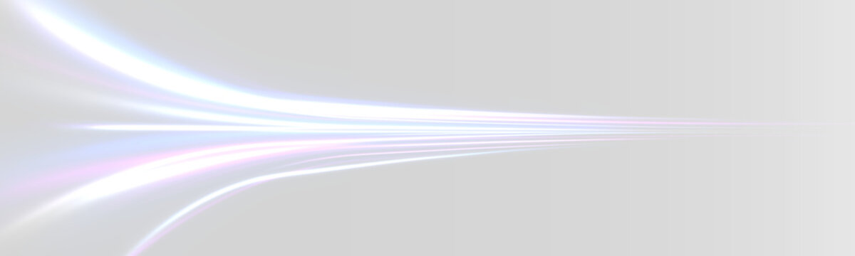 Pink, purple neon speed lines curl, spiral over luminous white surface. Flowing violet, blue light ribbons trace fast digital motion energy. Futuristic police abstract illustration presented in png.