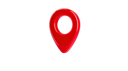 Red map pin location marker navigation symbol glossy finish isolated on transparent background 3D illustration travel direction modern design digital icon