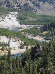 Vertical View of Yellowstone River Canyon with Volcanic Cliffs