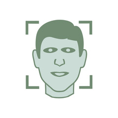 Face Recognition Vector Icon on White Background