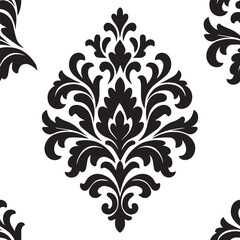 Elegant Black and White Damask Ornament