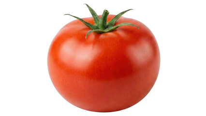 Juicy Tomato: A vibrant, perfectly ripe tomato, showcasing its smooth, deep red skin and fresh green stem, a symbol of natural goodness and culinary delight.