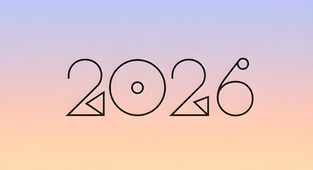 Modern stylized year 2026 number design on gradient background