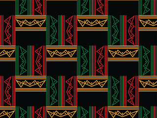 African black history month pattern with geometric shapes and tribal motifs