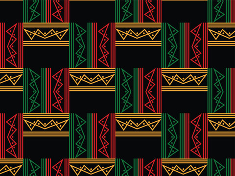 African black history month pattern with geometric shapes and tribal motifs