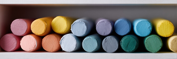 Colorful chalk pastel art school education classroom creativity learning rainbow palette