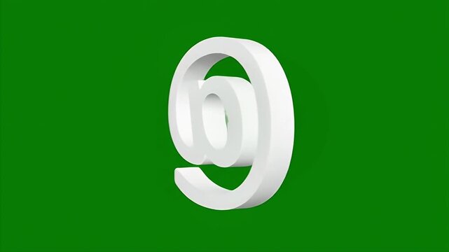 White 3D Symbols Rotating On Green Background.