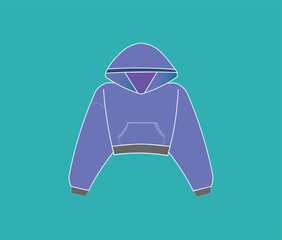 Purple cropped hooded sweatshirt graphic on a teal background Vector