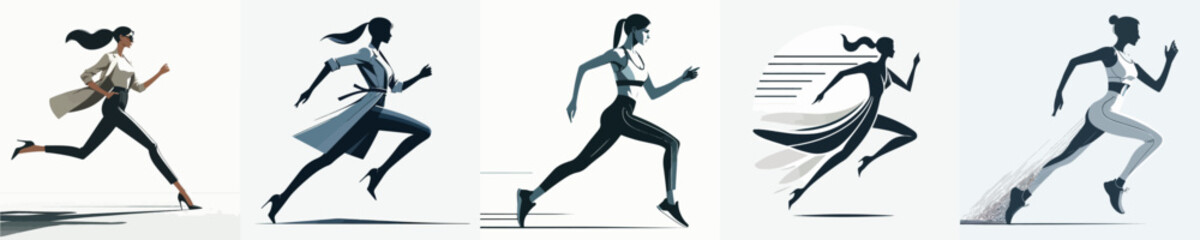 Running Silhouette Character Vector Illustration