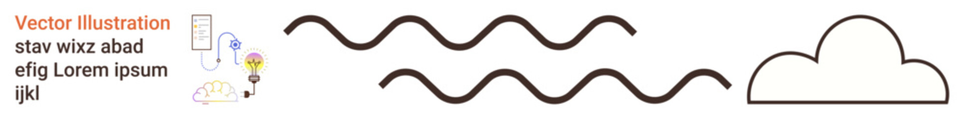 Design layouts, education, weather concepts, cloud computing, minimalism, visual aids. Abstract lines and cloud shape with educational and creative design components. Design layouts and education