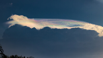 Iridescent cloud formations late afternoon