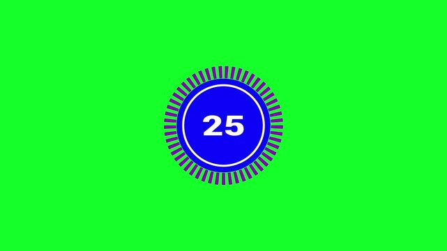 30 second countdown timer animation in 4K with transparent background, high-resolution digital countdown clock, clean motion graphic for video overlays and broadcast use