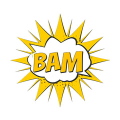 Fototapeta premium Bam word in action explosion label for comic effect isolated on white background.