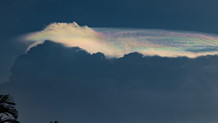 Iridescent cloud formations late afternoon