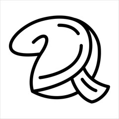 A simple single chinese fortune cookie icon for design element or coloring book element