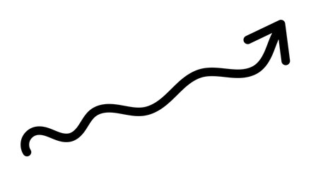 Hand drawn wavy upward arrow