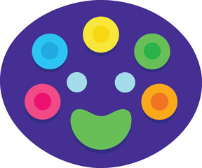 Vivid glowing digital paint palette smiley face vector art scalable illustration eps