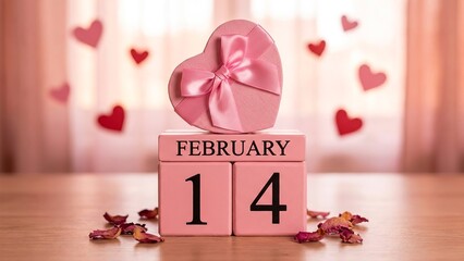 Romantic Valentine's Day gift box with February 14th date, perfect for expressing love and affection on a special day, create romantic moments
