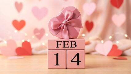 Romantic Valentines Day gifts and love surprises for February 14th celebrations with pink heart box and date reminder for your sweetheart
