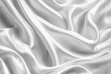 Close up of luxurious white silk fabric with elegant folds and soft highlights