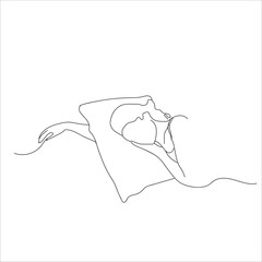 woman sleeping using a pillow, line art