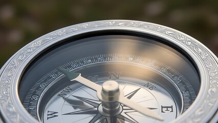 Close-up View of an Antique Compass