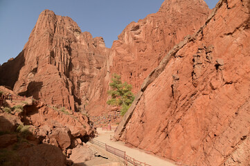 The Tianshan Grand Canyon or Kesileya Grand Canyon is a stunning natural feature in Xinjiang, China, characterized by its distinctive red canyons, formed by millions of years of wind and rain erosion.