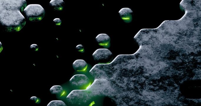 Abstract pattern of geometric forms. 3d render video.