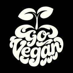 Go Vegan text sprout design veganism plant based
