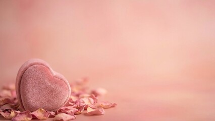 Elegant pink heart and rose petals create a romantic Valentine's Day atmosphere or celebrate love with soft textures and pastel colors for beautiful designs