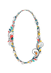 Vibrant ornate oval frame featuring swirling floral motifs and colorful decorative accents for elegant invitations and creative design projects.