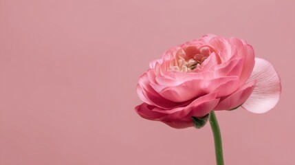 A delicate pink flower blooms elegantly against a soft matching pink backdrop, showcasing natural beauty and simplicity.