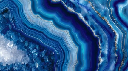 elegant blue crystal agate pattern with luminous marble texture detail