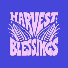 Harvest blessings text with wheat and corn graphic