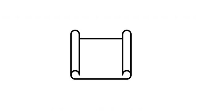 Pen is drawn on a scroll of paper. animation icon video