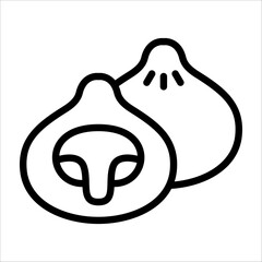 A simple single chinese meat bun for design element or coloring book element