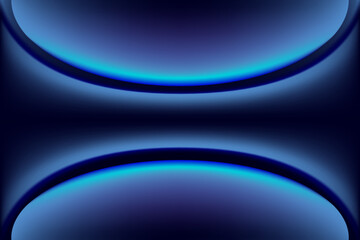 Horizontal Abstract Blue Gradient Background Symmetrical Cyber Glow Curves
