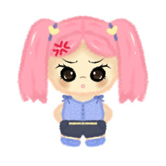 Cute Angry Pink Hair Chibi – Kawaii Fuzzy Character Illustration 💙
A cute fuzzy chibi girl with pink twin tails and an angry expression, featuring soft pastel colors and plush textures. 