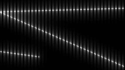 Black and white neon light beams forming diagonal line patterns on a dark background with glowing shadows - Powered by Adobe