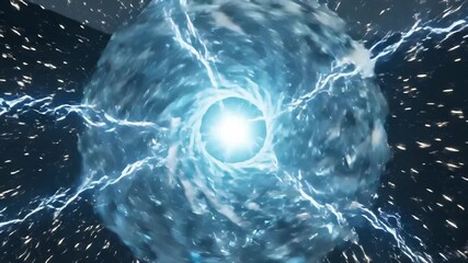 Abstract Glass Shards Spiral Together With Lightning and Intense Light