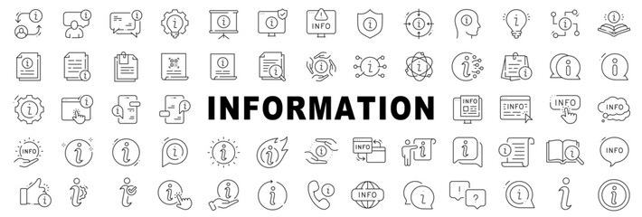 Information icons,, support, documents, website and mobile UI elements editable stroke